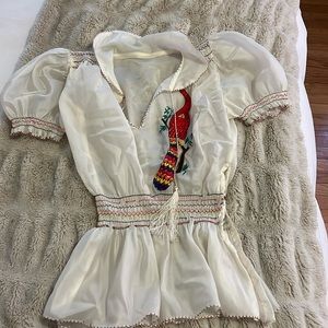 Vintage Embroidered top with peacock